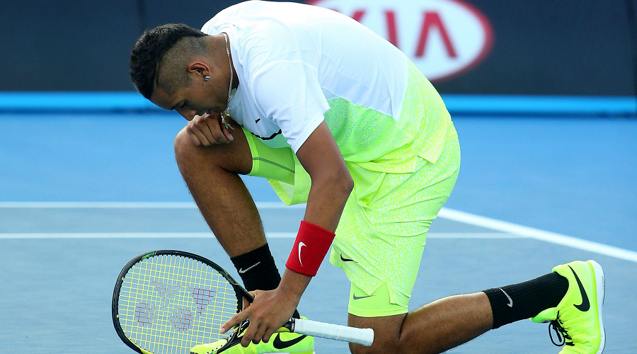 Kyrgios kneeling