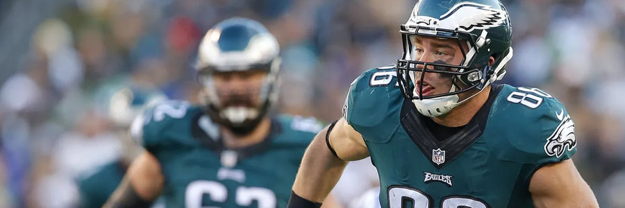 Zach Ertz is the favorite at the Super Bowl 52 Betting Odds to score the first Eagles Touchdown.