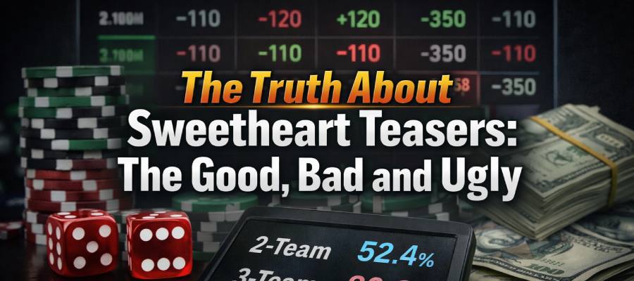 Sweetheart teasers explained with betting odds, win percentages, and sportsbook visuals showing risk levels