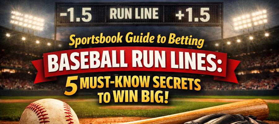 Sportsbook guide to betting baseball run lines with -1.5 and +1.5 odds shown on stadium scoreboard
