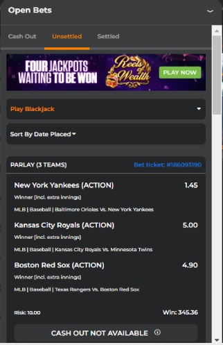 How to Cash Out open bets page cash out not available