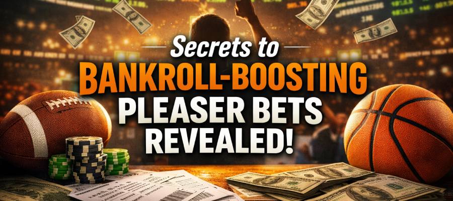Secrets to bankroll-boosting pleaser bets revealed with football, basketball, betting tickets, and cash