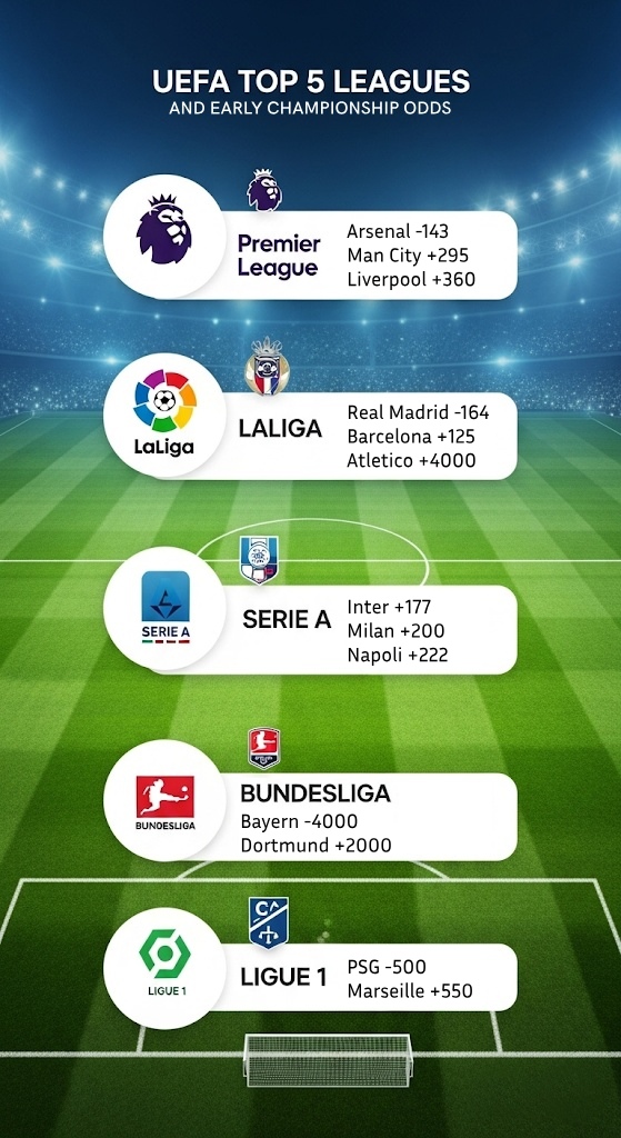 What are the Early Odds on the Top 5 Leagues in Europe?