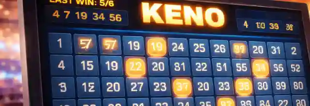 Keno game interface showing number grid and draw results on a digital screen