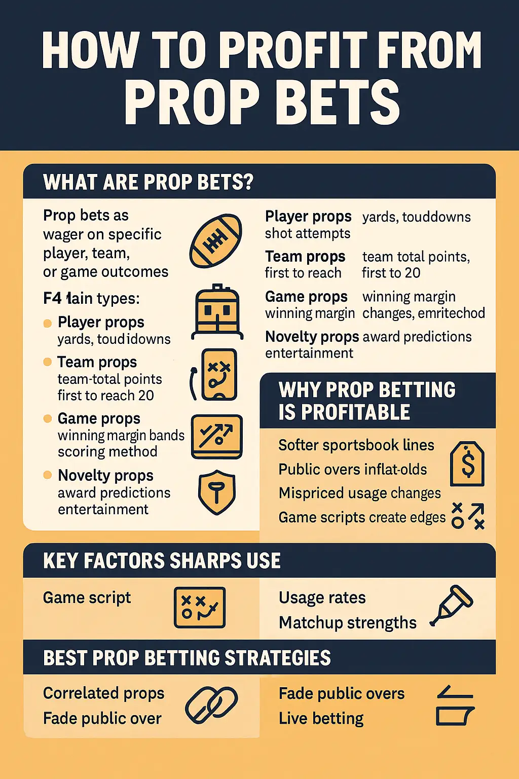 Infographic: How to Profit from Prop Bets with definitions, key factors, and strategies