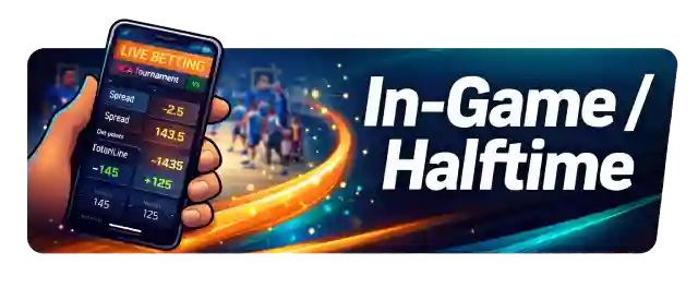 March Madness live betting and halftime odds during NCAA tournament game