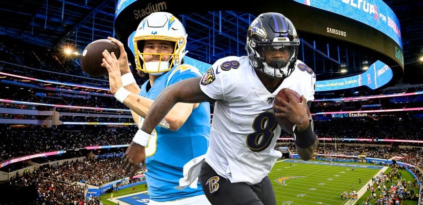 Monday Night Football: Ravens favored by -3 points against Chargers in the Week 12 - Lamar vs. Herbert QB Matchup