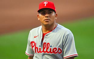 Ranger Suarez on the mound against Marlins