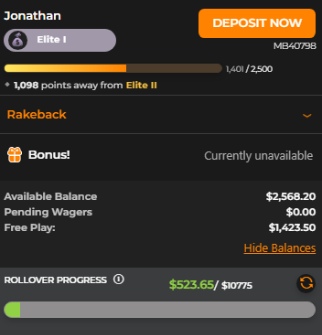 MyBookie Bonus Info: Rollover how check progress