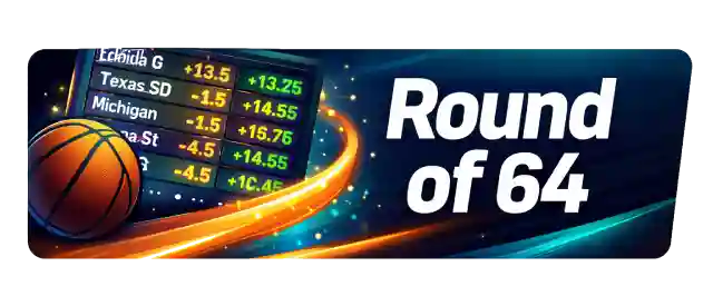 Round of 64 March Madness betting odds and spread analysis
