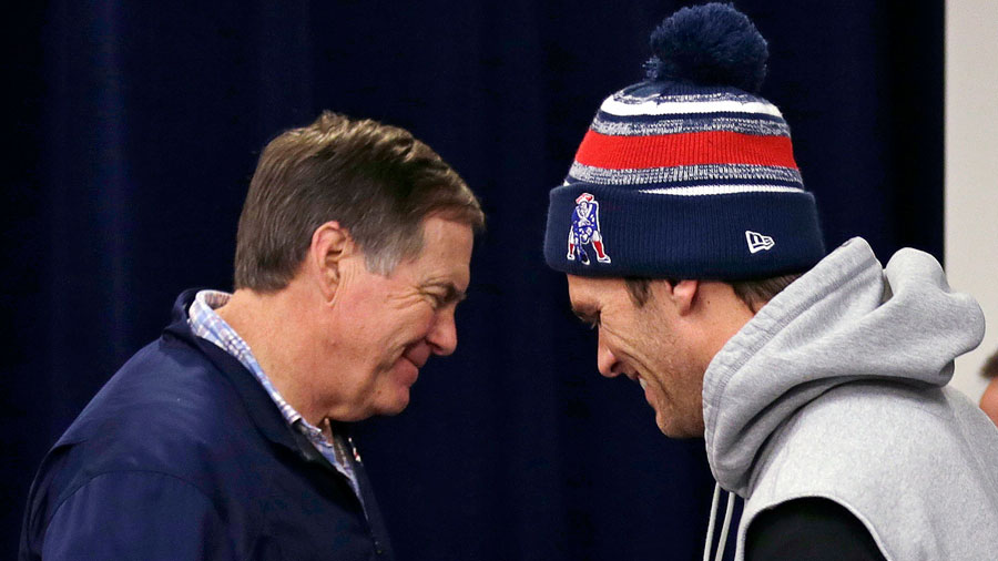 Tom Brady and Bill Belichick, of the New England Patriots.