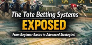 Tote betting systems explained banner with horse racing, greyhound racing, and betting odds board